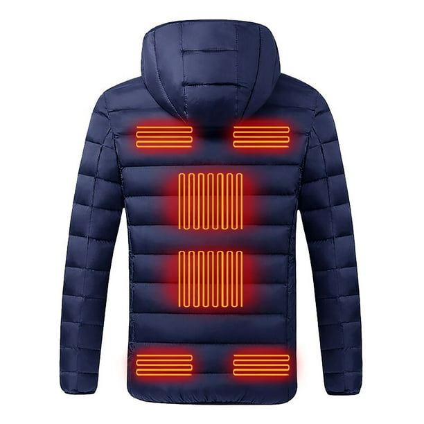 Mefallenssiah Outdoor Warm Clothing Heated For Riding Skiing Fishing Charging Via Heated Coat Blue Xl