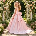 thumbnail image 6 of JUMEYU Little Girls Satin Flower Girl Dress Long Sleeveless Bow Wedding Formal Gown Dresses Size 11 (Light Pink,11 Years), 6 of 9