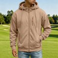 thumbnail image 6 of Fanshiluo Men's Hooded Full Zip Multi-Pocket Sweatshirt, Long Sleeve Casual Warm Jacket,Size S-3XL, 6 of 9