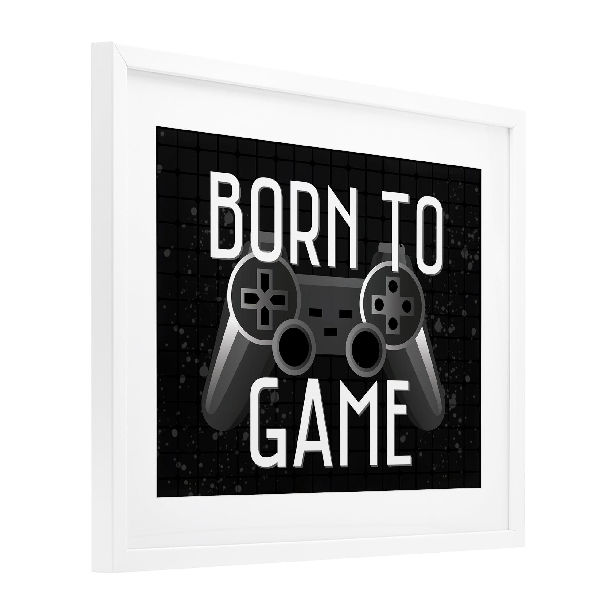 Stupell Industries Born To Game Retro White Framed Print Under Glass, design by Kim Allen