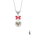 thumbnail image 2 of Delight Jewelry Silvertone Domed Puzzle Piece Heart Red Bow Heart Necklace, 2 of 4