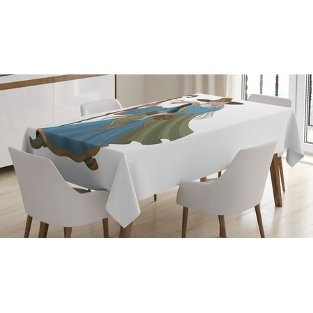 - Wizard Tablecloth, Fantasy Style Powerful Sorcerer with Staff Medieval and Mythical Cartoon Character, Rectangular Table Cover for Dining Room Kitchen, 52 X 70 Inches, Multicolor, by Ambesonne
