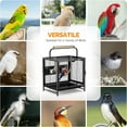 thumbnail image 4 of Ktaxon 25 Inch Black Metal Portable Travel Bird Cage with Wooden Carry Handle, Small Parrot Carrier Cage with 2 Stainless Steel Feeder Bowls, 4 of 9