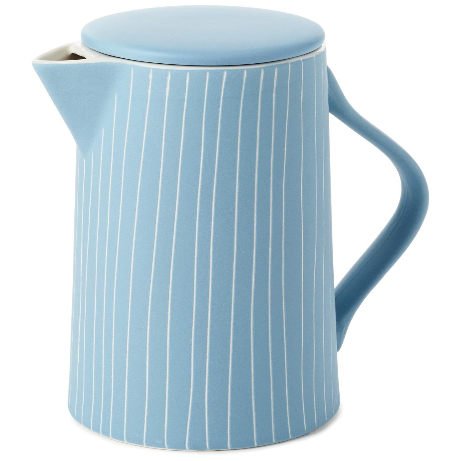 Hallmark Striped Blue Ceramic Pitcher With Lid