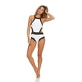 thumbnail image 3 of Bathing Suit - Swimsuit - Luxe Noir & Blanc Retro Swimsuit-Color:White,Size:XL, 3 of 5