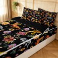 thumbnail image 3 of Manfei Forest Lizard Zipper Twin Comforter Sets with Fitted Sheet and 2 Pillowcases, Bohemian Garden Floral Zipper Bedding Set, Black Brown, Black Reversible, 4-Piece, 3 of 7