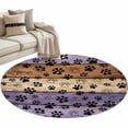 thumbnail image 6 of Purple Brown Round Rug 3.3ft Washable Circle Entryway Rugs Non Slip Rustic Farmhouse Dog Paw Vintage Area Rug Indoor Floor Carpet for Bedroom Kitchen Living Room Home Office Dining Room Nursery, 6 of 8