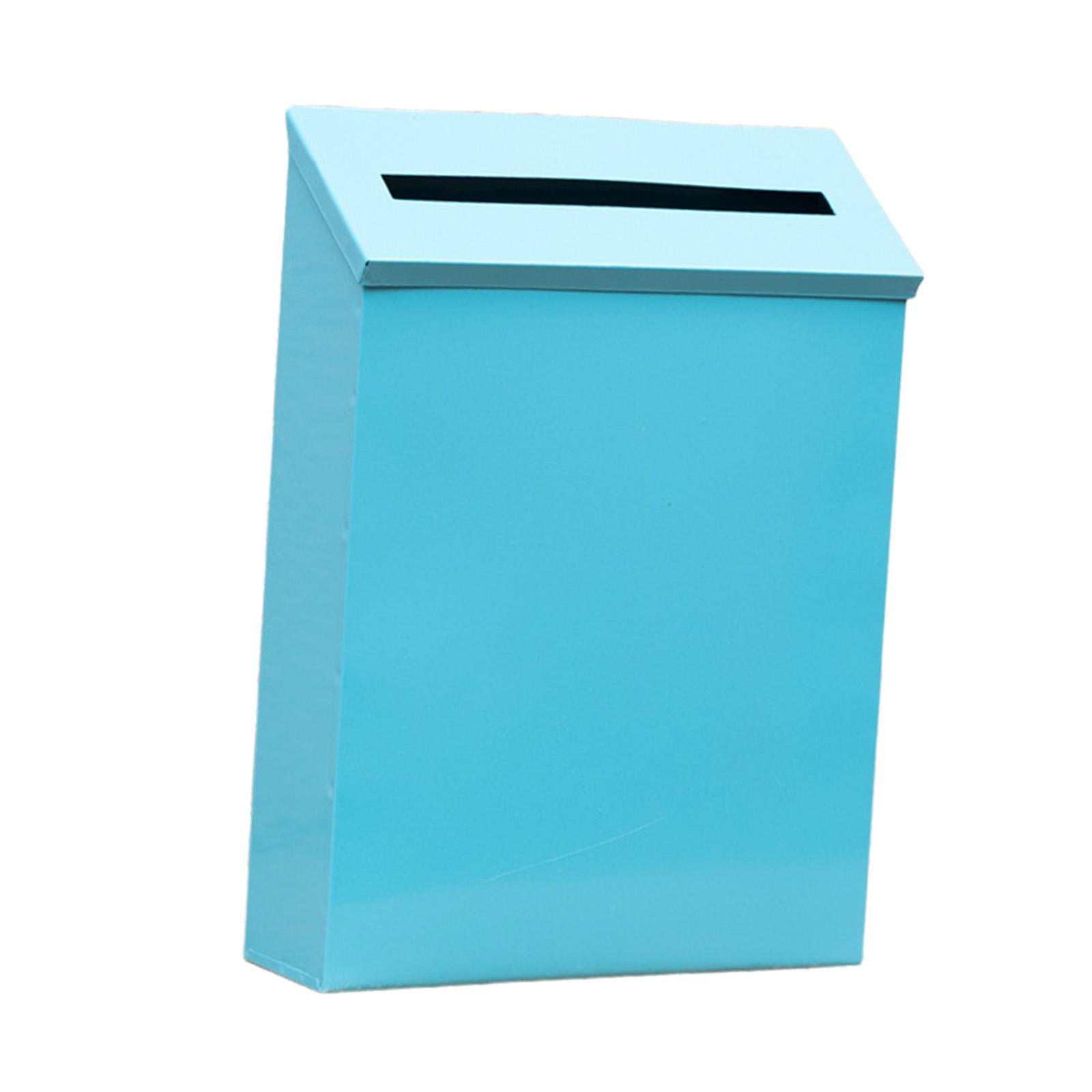 Wall Mount Mailbox Drop Box Newspaper Holder Box Decorative Rainproof Letterbox Metal Postbox for Home Office Outdoor Gate Decoration Blue