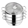 thumbnail image 4 of Sofram 3-Tier Stainless Steel Dumpling Steamer 1.4 gal (5.3 L) Stainless Steel Steamer Pot with Glass Lid Multi-Layer Cookware Pot Manty Steamer Pot Mantovarka Manty, Silver, 4 of 7