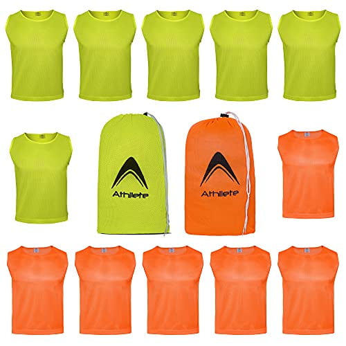 Scrimmage Vest/Pinnies/Team Practice Jerseys with Free Carry Bags Sizes for Children Youth Adult and Adult XL Athllete DURAMESH Set of 6 & 12 