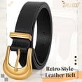 thumbnail image 6 of Women's Western Belt Vintage Black Leather Waist Belt for Pants Jeans with Gold Buckle, 6 of 7