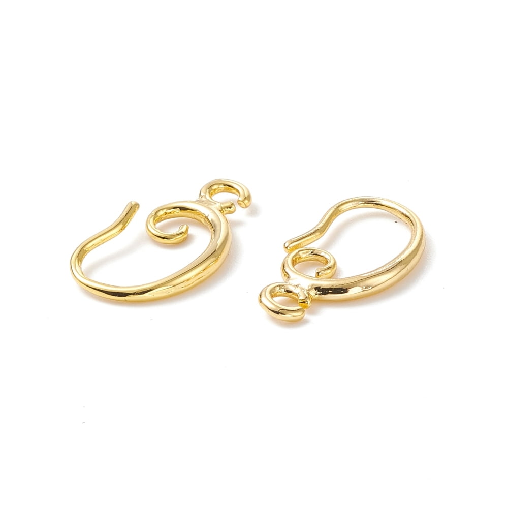 50 Pair Brass Earring Hooks with Horizontal Loop Long-Lasting Plated Real 18K Gold Plated 15x10x2mm Hole: 1mm 18 Gauge Pin: 1mm