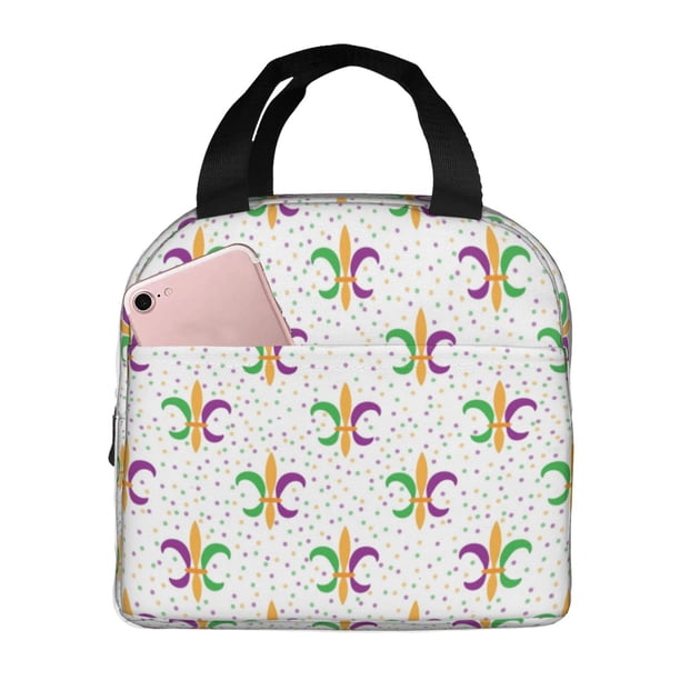 Easygdp Mardi Gras Carnival1 Bolsa Térmica Premium - Tela Oxford Impermeable, Gran Capacidad, Bolsillo Frontal, Unisex para Trabajo, Escuela, Actividades al Aire Libre y Picnics