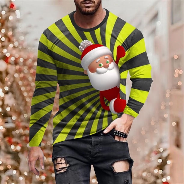 Blusas y camisas de manga larga con cuello redondo para hombre, estilo casual, cuello redondo, manga larga, camiseta estampada de Halloween, blusa de poliéster para hombre.