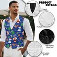 thumbnail image 6 of Yuyamidu Blue Christmas Men's Casual Business Vests Lightweight Santa Claus Waistcoat with Adjustable Back Strap Snowman Slim Fit Suit Vest for Men Size M, 6 of 7