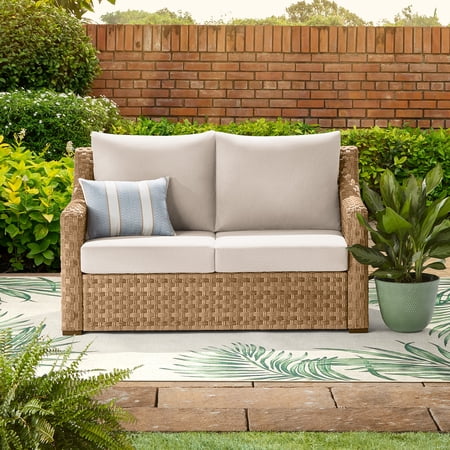 Better Homes & Gardens River Oaks Outdoor Loveseat with Patio Cover, Beige