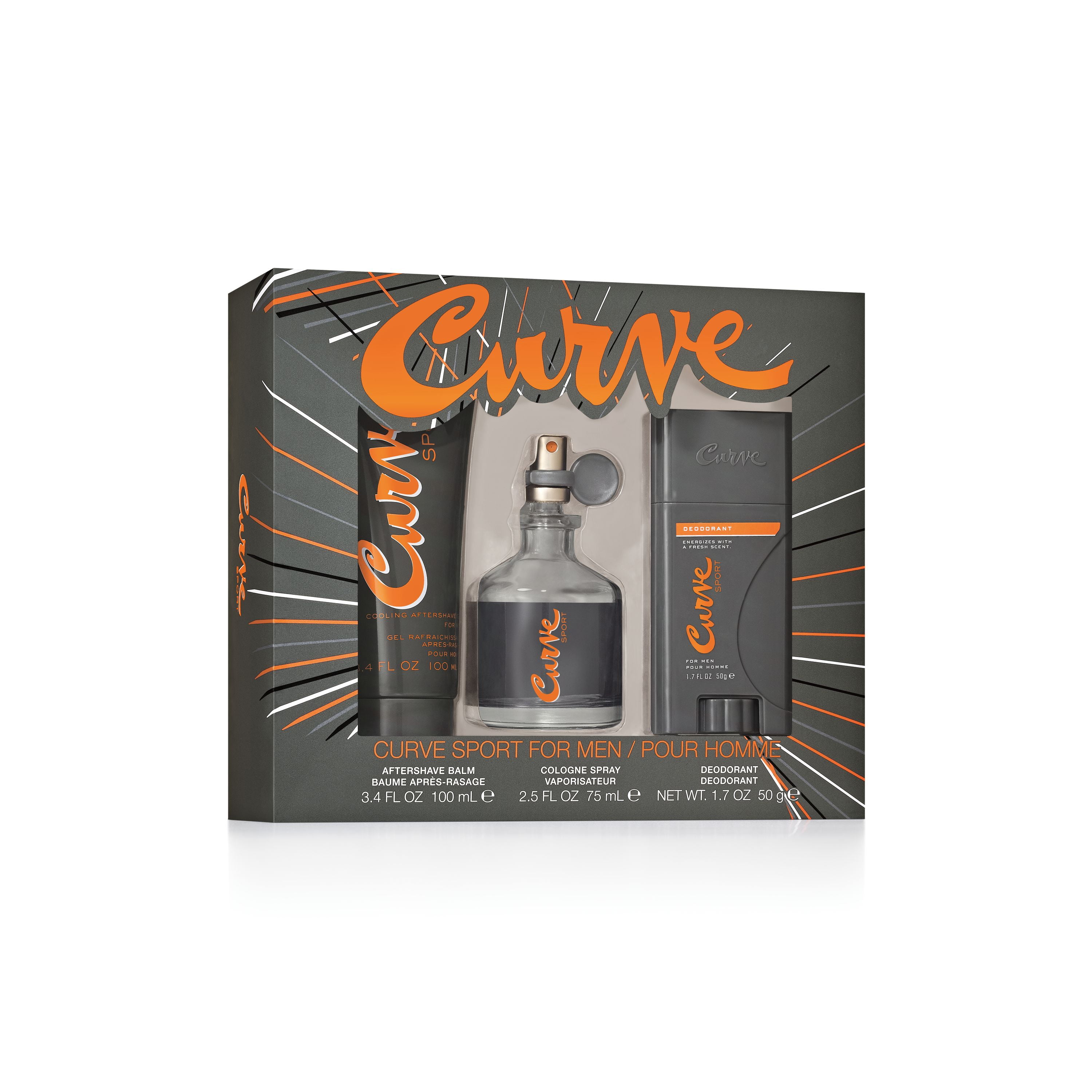 Curve Sport Cologne Gift Set for Men, 3 pc