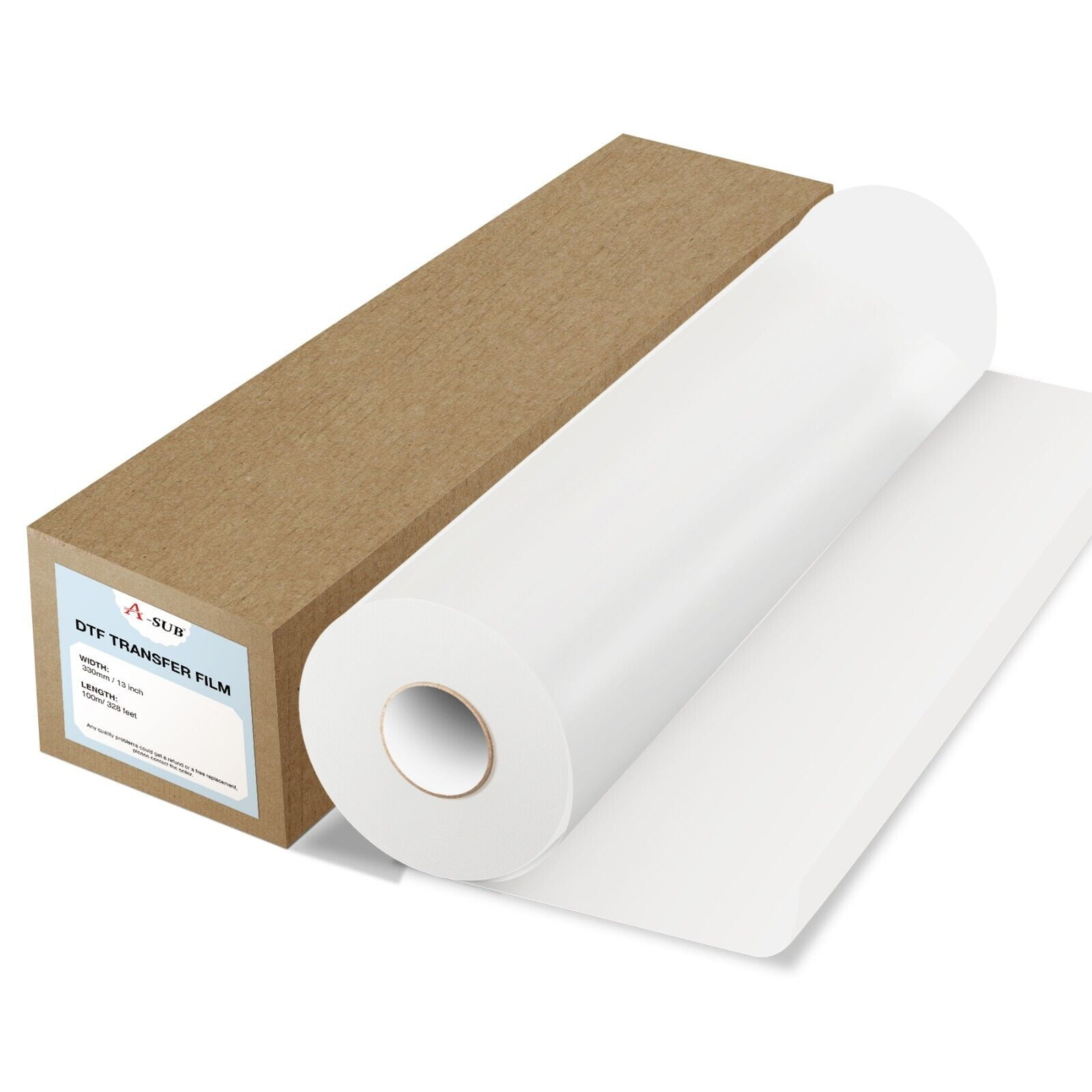 A-SUB DTF Film Roll 13 in X 328 FT DTF Transfer Film for Sublimation DTF Heat Transfer, 13"x328' DTF Paper Roll