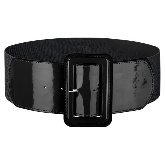 TELOLY Women Wide Stretchy Belt Vintage Elastic Waist Belt for Dresses Fashion Ladies Waist Belt with Patent Square Buckle