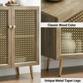 thumbnail image 4 of Sideboard Buffet Cabinet with Metal Grid Decorated, Wood Accent Storage Credenza Cabinet for Living Room, Hallway, Dining Room, Kitchen, Rustic Oak, 4 of 7