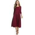 thumbnail image 2 of U.Vomade Nouvelle Robe Midi Plissée Décontractée pour Femme à Manches Longues, Couleur Unie Simple, Élégante, Col Rond, Robe pour Femme, Robe Grande Taille, 2 of 3