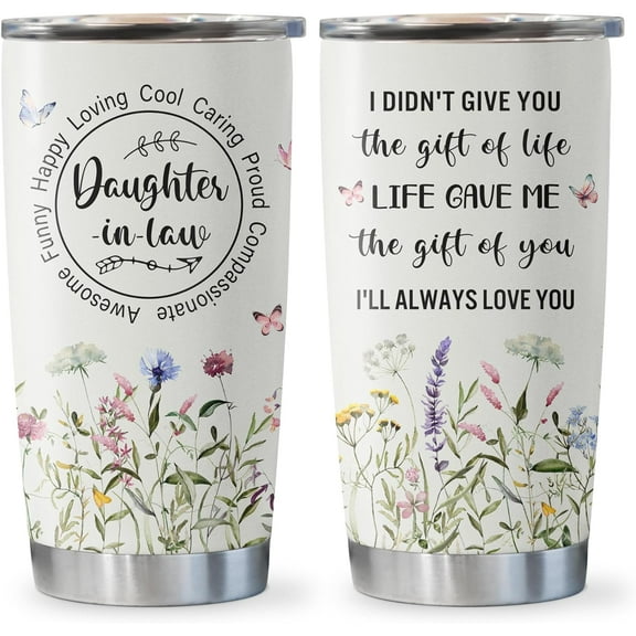 Daughter in Law Gifts from Mother in Law, Unique Birthday Gifts for Daughter in Law Tumbler 20oz, Best Gift for Daughter in Law Coffee Mug, Future Daughter-in-Law Wedding Gifts Ideas Cup