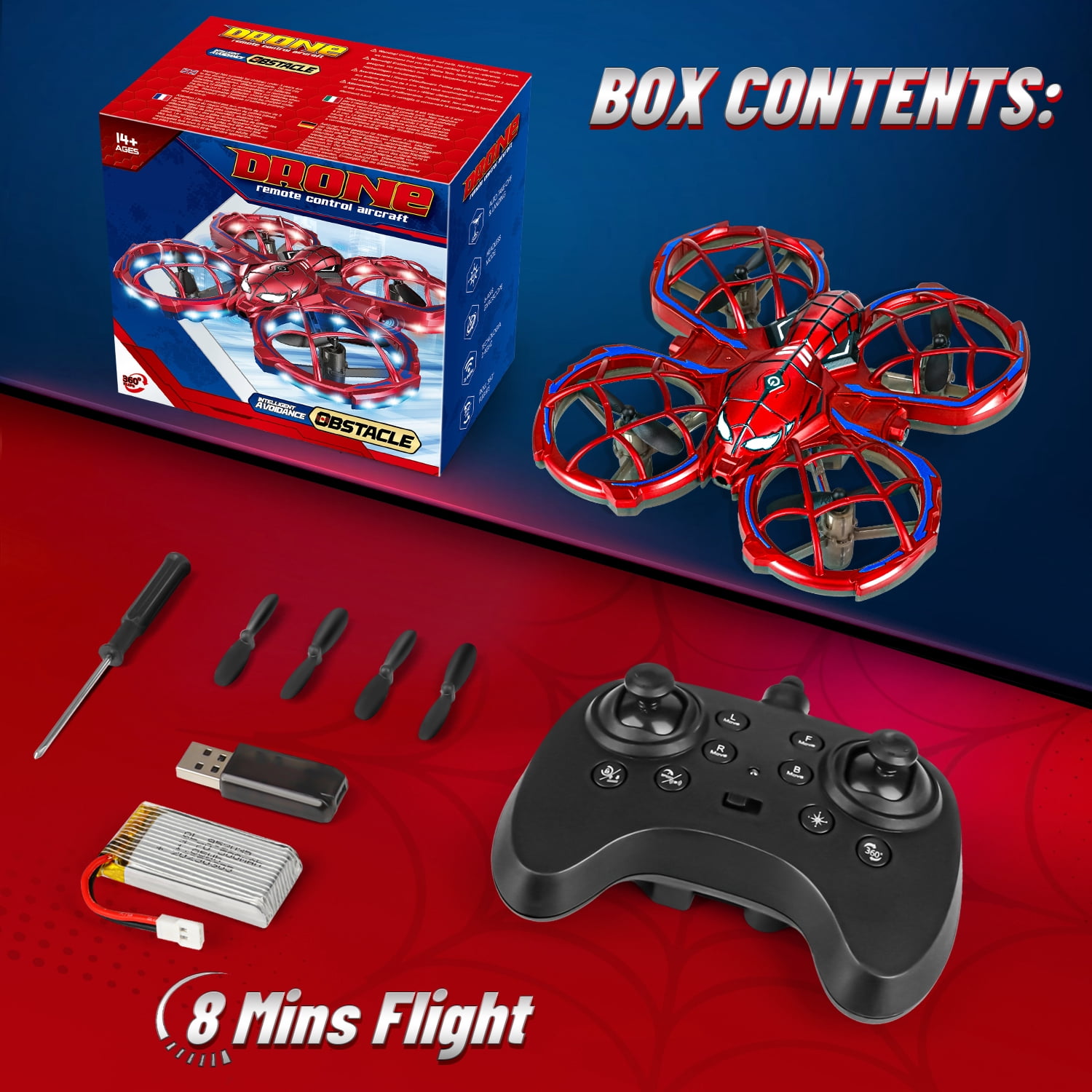 Huge Wave Stunt Drone for Kids, Beginners RC Quadcopter, with LED Light, 360° Roll, Altitude Hold, Birthday Gift for Boys and Girls Aged 6-12