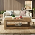 thumbnail image 6 of Finmind Rectangular Coffee Table for Living Room, 47.24-inch Farmhouse 2-Tier Accent Center Tea Cocktail Table with Storage, Brown, 6 of 9