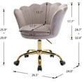 thumbnail image 7 of Velvet Swivel Shell Chair Leisure Velvet Accent Chair with Golden feet Base Ergonomic Computer Desk Chair Task Chair Wheels Adjustable Swivel, Gray, 7 of 7