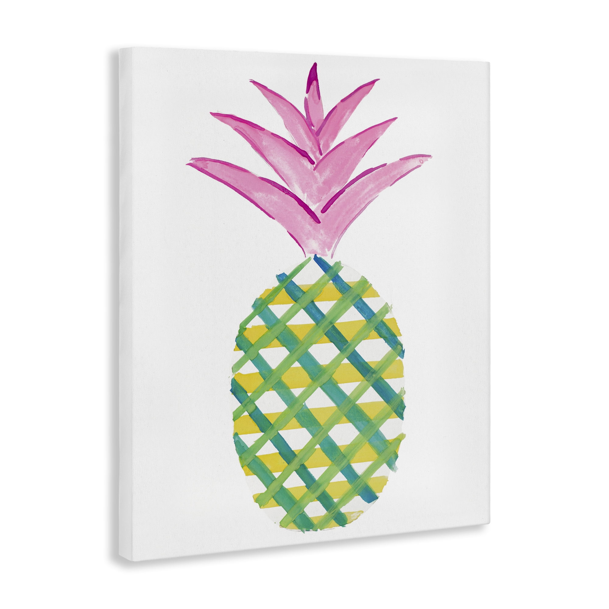 Stupell Industries Tropical Plaid Pineapple Food & Beverage Painting Gallery Wrapped Canvas Art Print Wall Art, 16 x 20