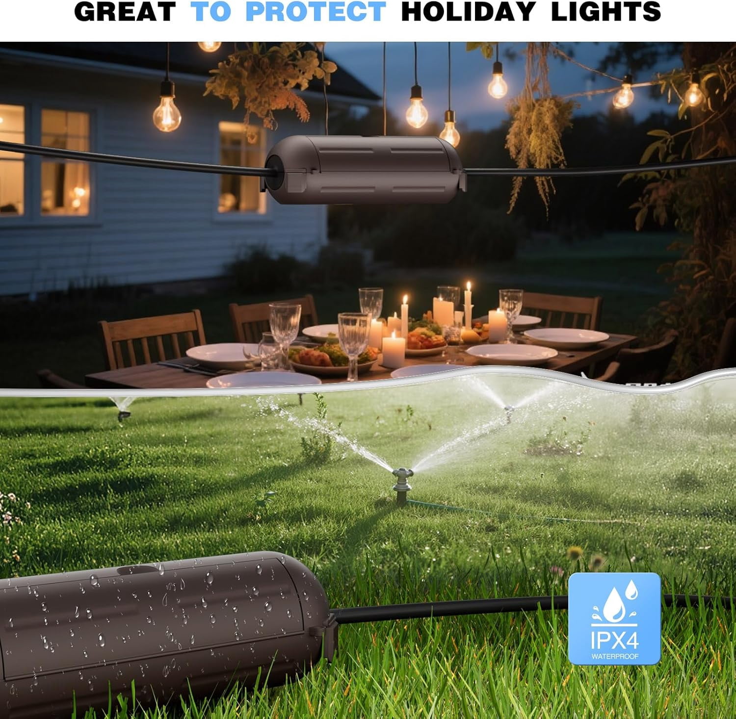 Outdoor Extension Cord Safety Cover with Waterproof Seal, Weatherproof Electrical Connection Box to Protect Outdoor Outlet, Plug, Socket, Christmas Holiday Decoration Light