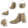 thumbnail image 7 of Suede Chelsea Boots Women Zip up Low Block Heel Pointed Toe Dress Fall Ankle Booties Slip on Stretch Short Boots, 7 of 7