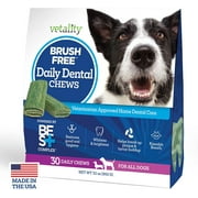 Vetality Daily Dental Care Chews for Dogs, Cleans Teeth and Freshens Breath, 30 Count