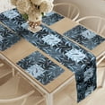 thumbnail image 2 of Ambesonne Swans Table Runner & Placemats, Cold Toned Plumage on Squares, Placemat 4 pcs + Runner 12"x72", Pale Blue and Multicolor, 2 of 2
