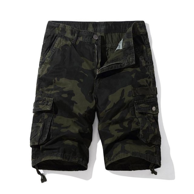 SDNall Men Casual Fashion Solid Shorts With Multi-pocket Button Zipper Elastic Waist Shoort Pants