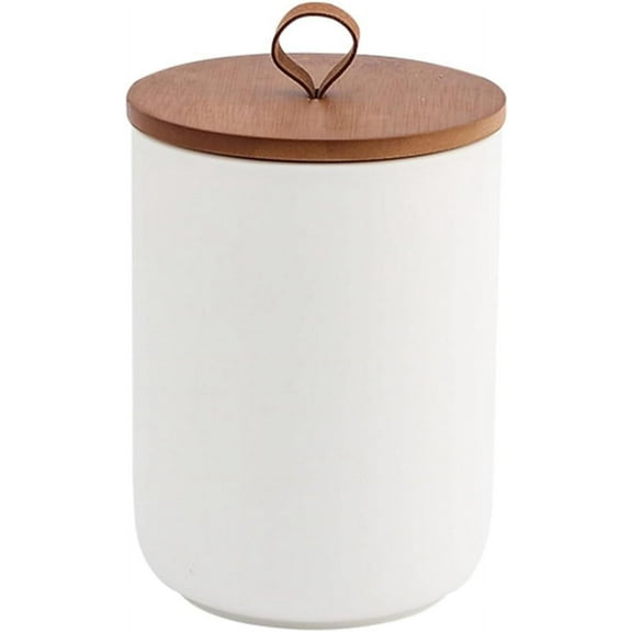 Ceramics Food Storage Jar Canister with Airtight Seal Bamboo Lid, Kitchen Canisters for Countertop,Food Storage, Coffee Bean, Sugar, Tea, Spices and More