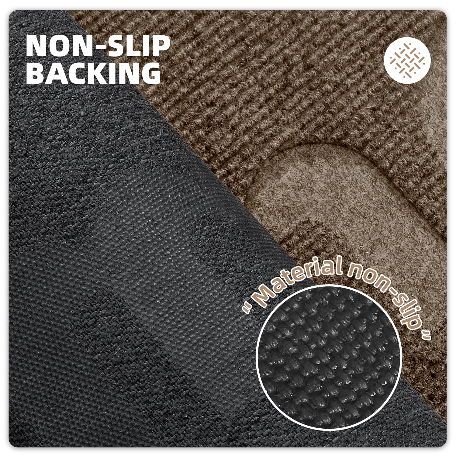 PABUBE Indoor and Outdoor Doormat,Non-Slip Front Doors Rug Washable,Low Profile Doormat for Inside,Heavy Duty Welcome Mat,Dirt Trapper Outdoor Mat for Front Doors Entryway Rug Entry Rug,Brown,18"x29"