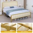 thumbnail image 4 of Dextrus Queen Size Bed Frame, Upholstered Bed Frame with Velvet Headboard, Heavy Duty Mattress Foundation, Strong Metal Slats Support, No Box Spring Needed, Gold & Beige, 4 of 5