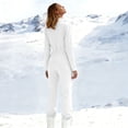 thumbnail image 4 of Hurxie Womens Solid Color Long Sleeve Yoga Bodysuit Elastic Workout Onesie White ,S, 4 of 7