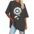 thumbnail image 2 of WREESH Loose Short Sleeve Printed T-Shirts Women's Oversized Casual Tops Gray, 2 of 5