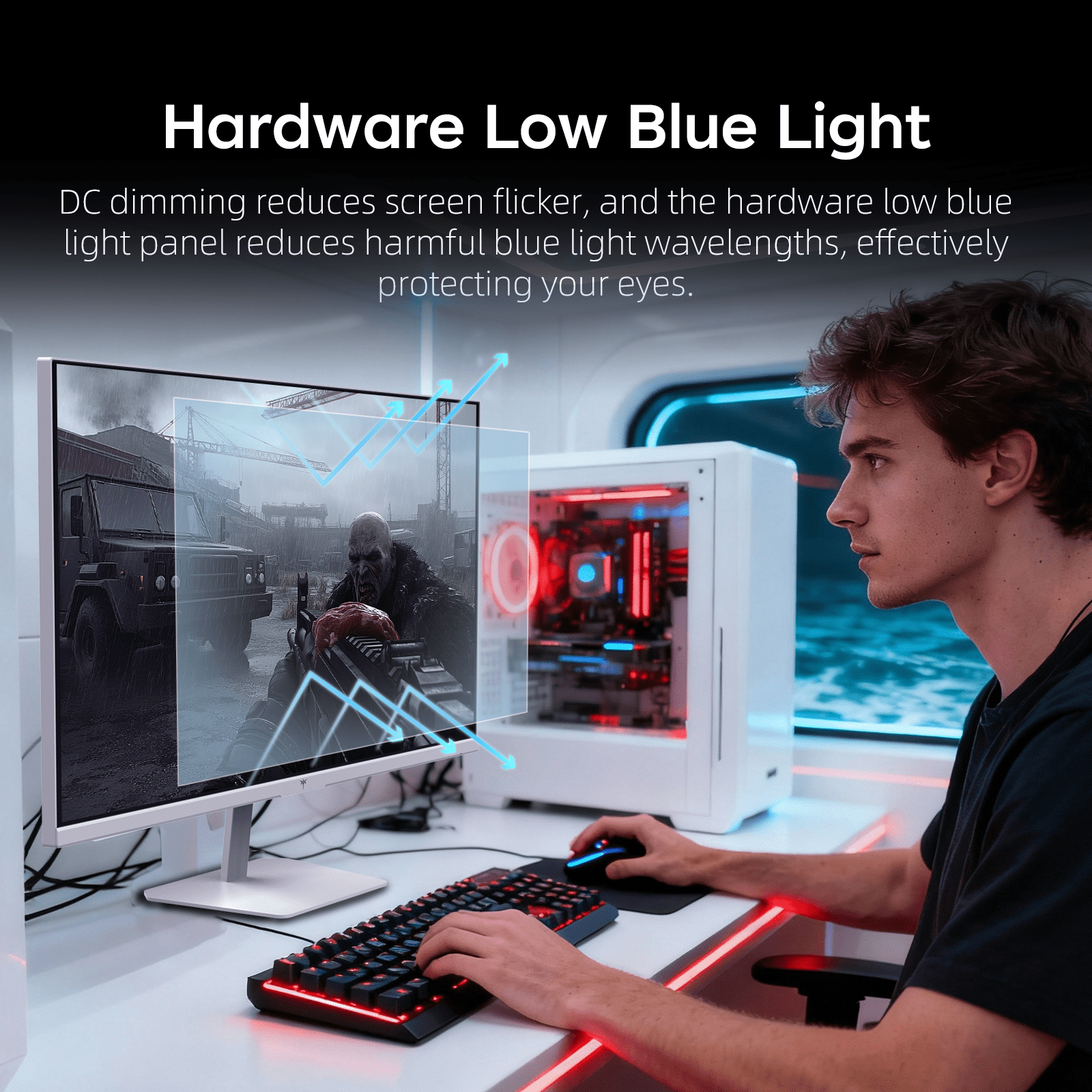 KTC 24 Inch 240Hz Gaming Monitor, 1080P PC Computer Monitor with Fast IPS Panel, HDR400, Adaptive Sync, 1ms (MPRT), 116% sRGB, HDMI DisplayPort, Eye Care, VESA Mount, White, H24F7