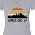 thumbnail image 4 of Inktastic Minneapolis Minnesota Skyline Retro Sunset Women's V-Neck T-Shirt, 4 of 5