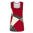 thumbnail image 4 of Wycnly Womens Tank Tops Trendy Loose Pleated Swing Breathable Tunic Tank Tops Summer Fashion Geometric Print Square Neck Sleeveless Shirts Blouse Red l, 4 of 5