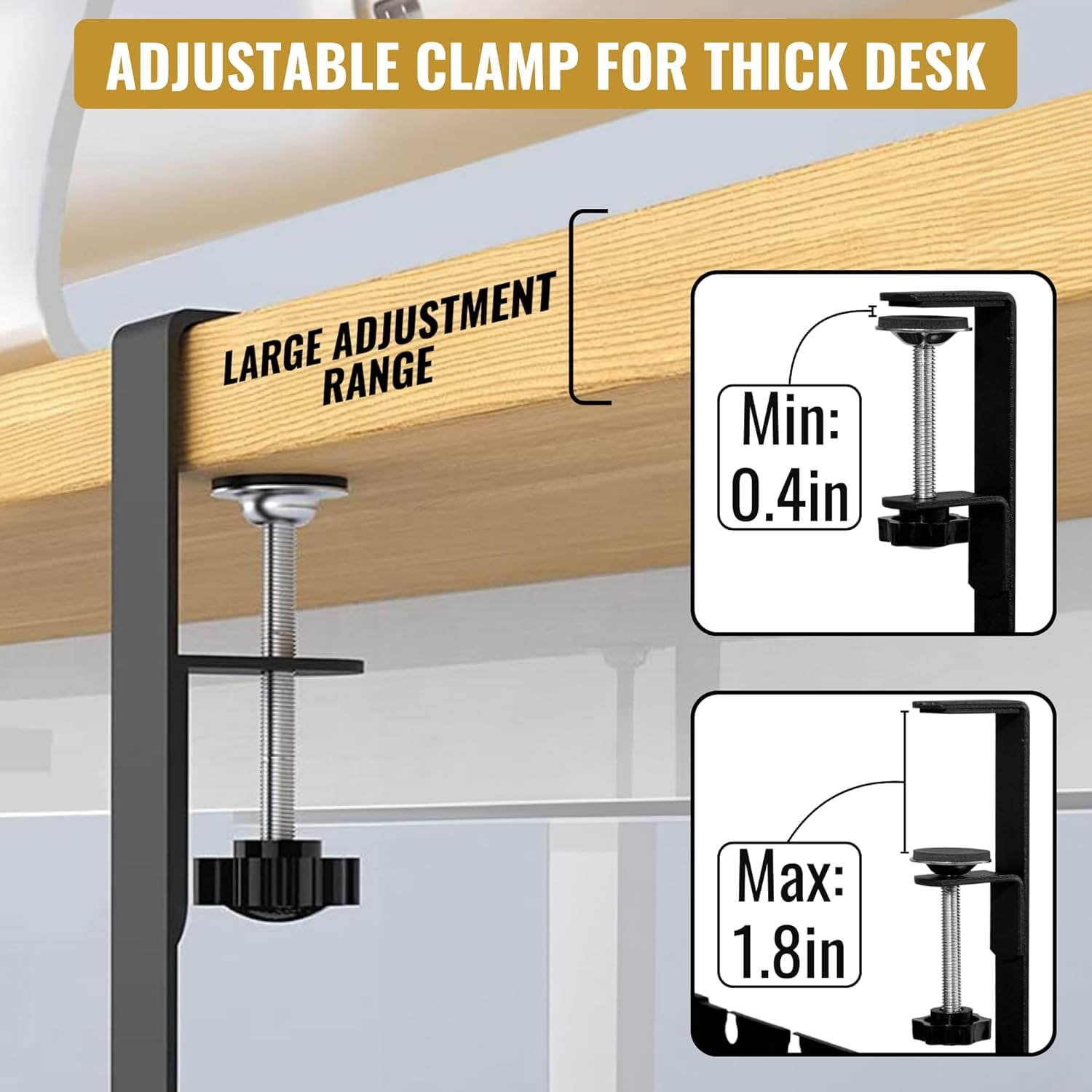 Premium Under Desk Cable Management Tray - Set of 2 - No Drill Under Desk Wire Management with Upgraded Clamp, Metal Cord Cable Organizer for Desks, PC Cable Management Rack – Black