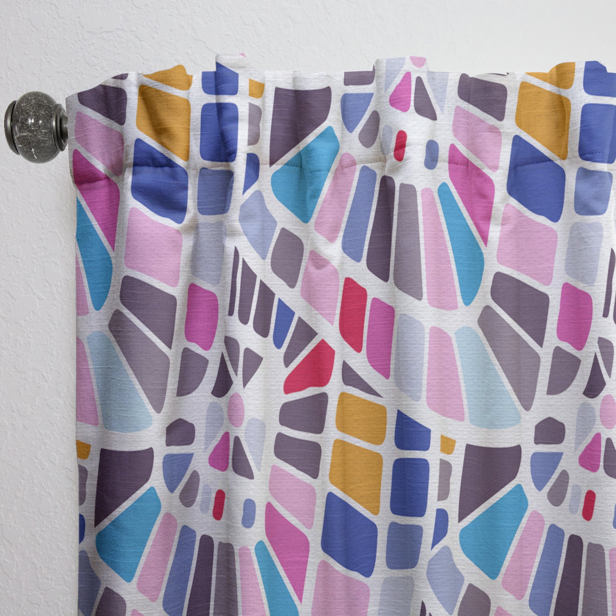 Designart 'Abstract Retro Geometric Pattern Design I' Mid-Century Modern Curtain Panel
