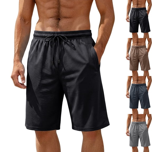 Big & Tall Men's Mesh Athletic Shorts 10" Inseam Summer Workout Knee Length Short Pants Lightweight Breathable with Elastic Waist for Basketball