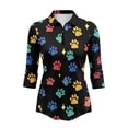 thumbnail image 2 of Uorisanigo Colorful Dog Paws Women's 3/4 Sleeve Athletic Golf Shirts Fashionable Comfortable Women's Dry-Fit Golf Polo Shirts Relaxed Tennis Tops Comfortable Outing Wear Size XL, 2 of 7