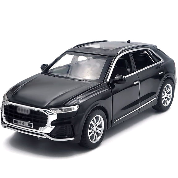 The 1:32 scale is suitable for Audi Q8 alloy die-cast car models, equipped with openable doors, lights, sound and spring-back function. Boys' toy cars, children's birthday gift toy cars.