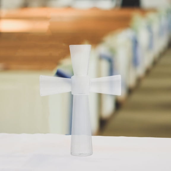NICEXMAS White Crystal Cross Ornament Decorative Standing Cross for Home Decor and Display