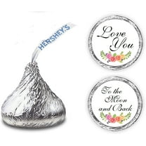324 Floral Roses Love you to the moon and back. Kisses Wedding Stickers, Chocolate Drops Labels Stickers For Weddings, Bridal Shower Engagement Party Decorations, Favors For Kisses